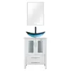 White Stand Cabinet Bathroom Vanity Sink Combo with Blue Boat Glass Vessel Sink & Water-Save Faucet Spacious Storage 1