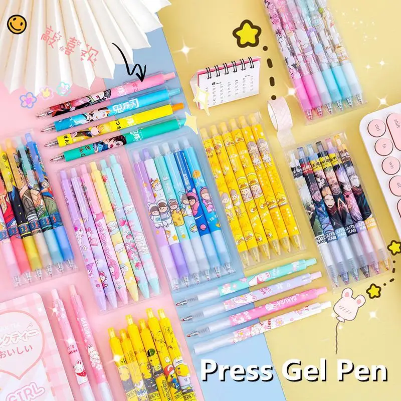 

Education Office Supplies Press Gel Pen Boxed Cartoon Press Gel Pen 6 Packs 12/18/30/60pcs Students Black Signature Pen
