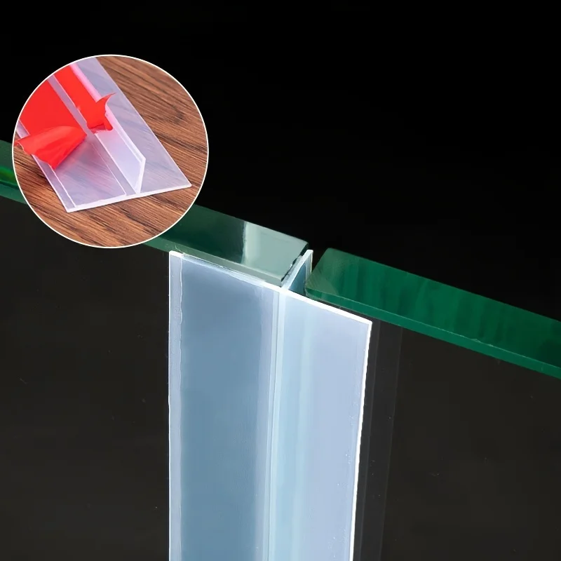 windproof sealing strip silicone T shaped for door glass gaps transparent durable easy stick