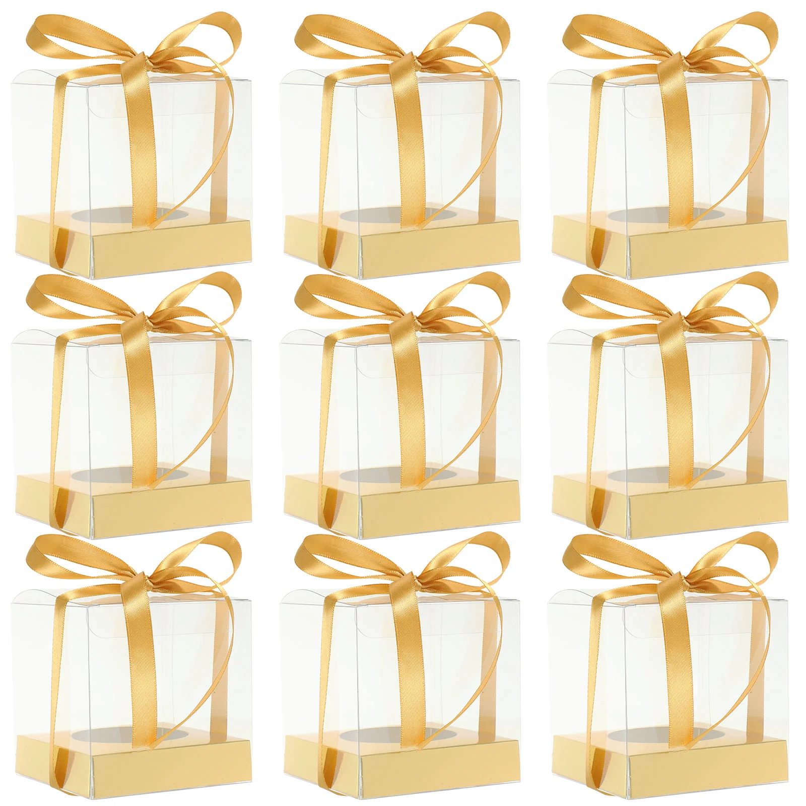

Clear Mousse Cake Boxes Mousse Packing Case With Ribbon Decoration PET Mousse Cake Box Paper Cup Dessert Box Ribbon