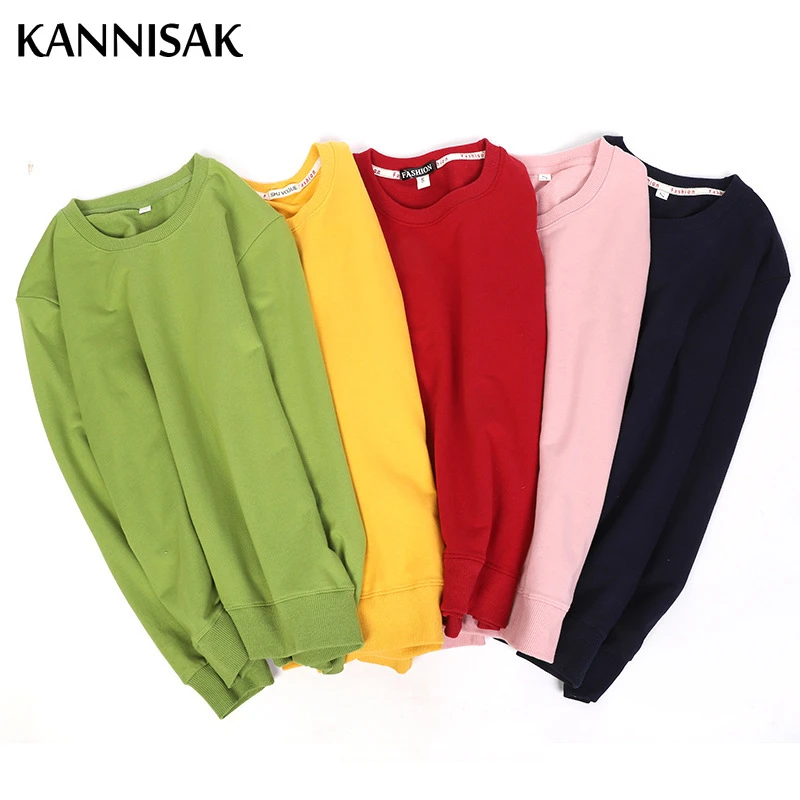 Spring Autumn Sweatshirts for Men and Women Long Sleeve Loose Solid
