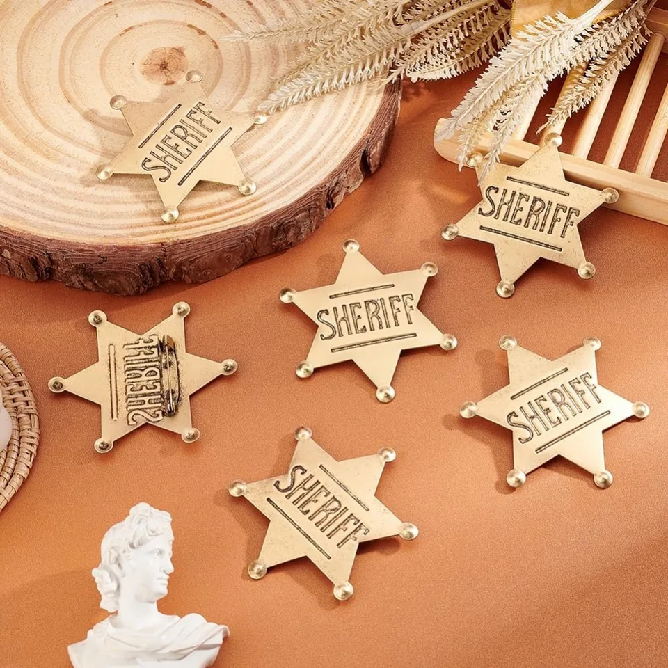 Decorazione Tema Cowboy Spille Sceriffo Metallo - Distintivi Western Per Feste Cowboy E Halloween Accessori Costumi Polizia