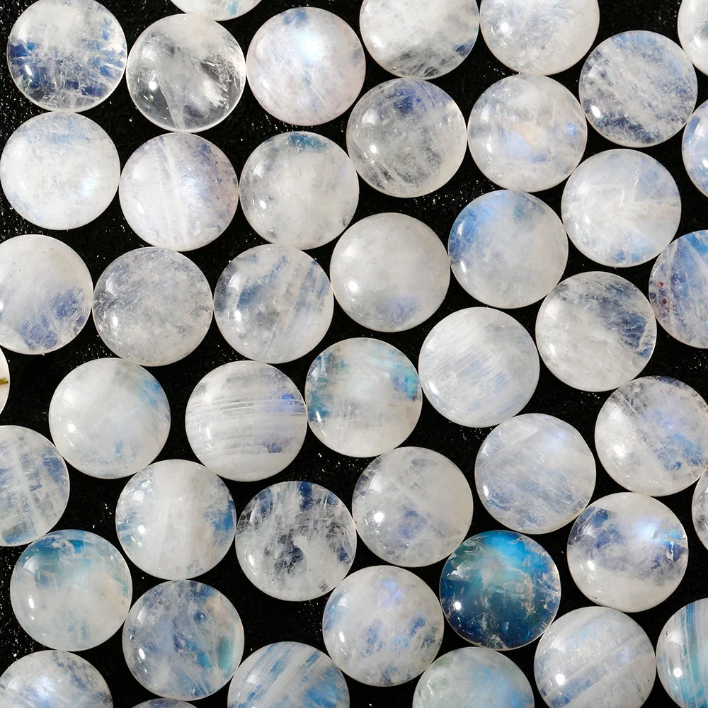 Natural Moonstone 6x6MM Round Cut Loose Stone with Blu Decoration Fashion DIY Creative Gemstone Jewelry Gift 10pcs/Set
