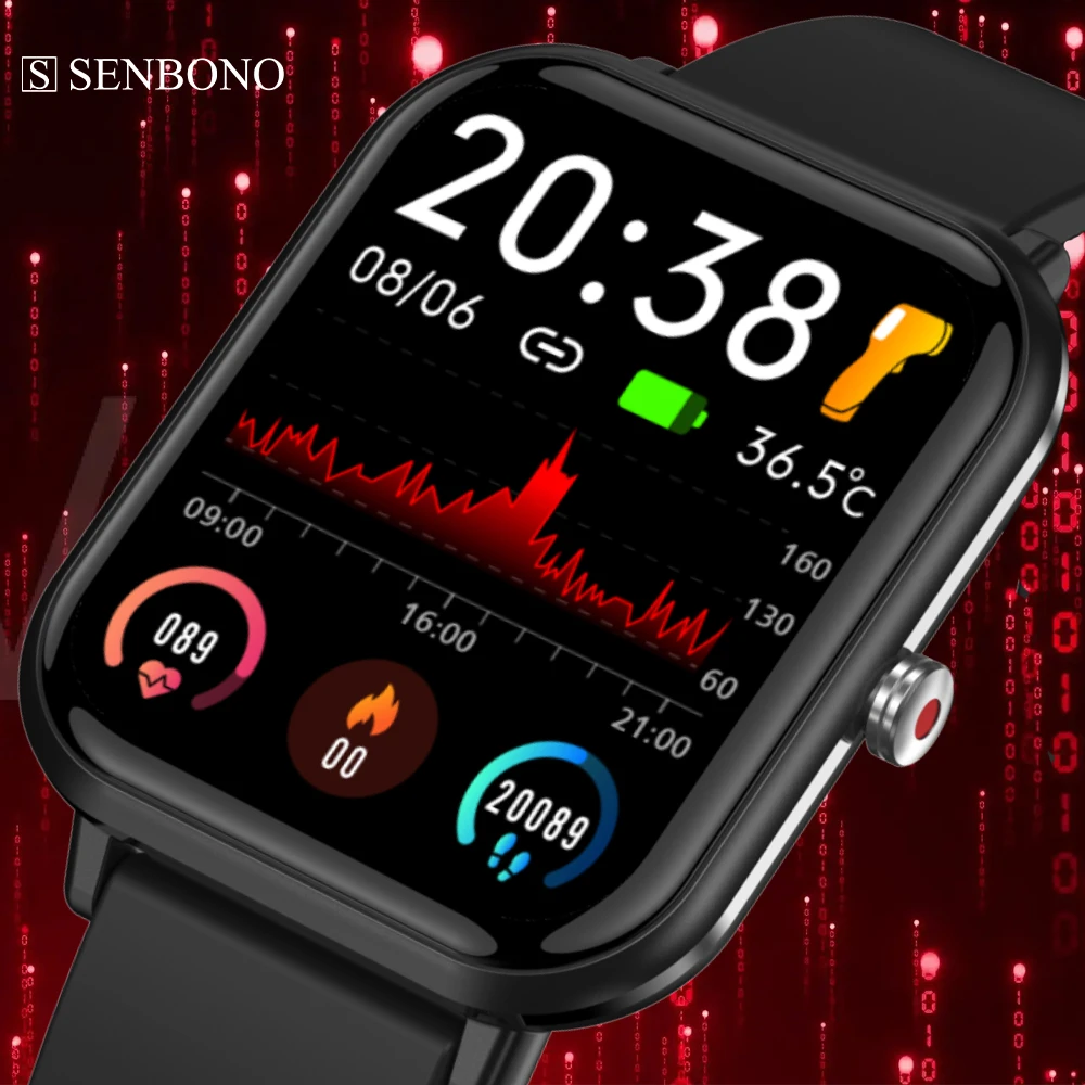 SENBONO New 2022 DIY Watch Face Sport Smart Watch Men IP68 Waterproof Heart Rate Blood pressure Women Smartwatch For Android IOS