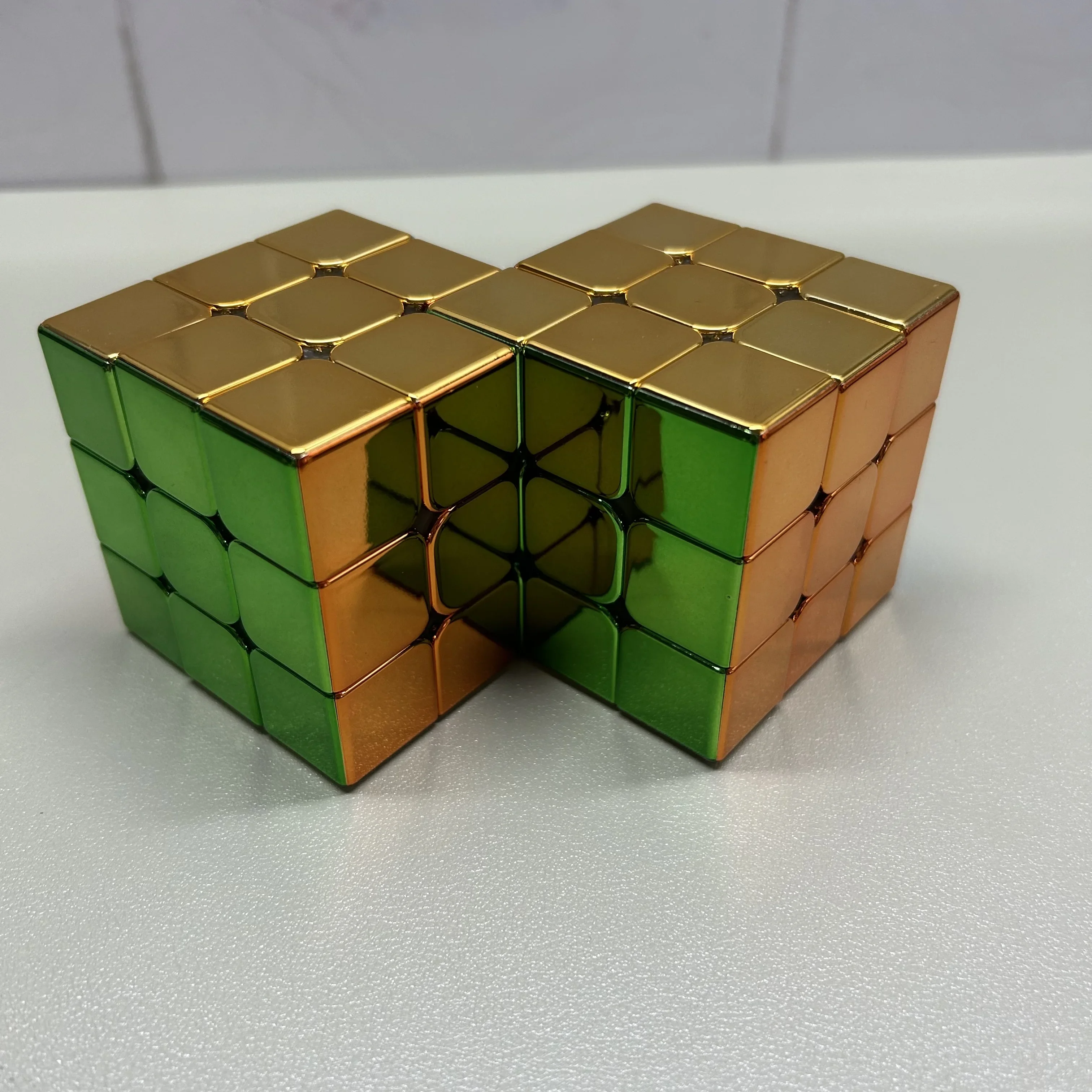 캘빈의 퍼즐 3x3x3 큐브 결합 큐브 3x3 더블 큐브 버전 III 금속 스티커 없음(융합) 어린이 교육 장난감