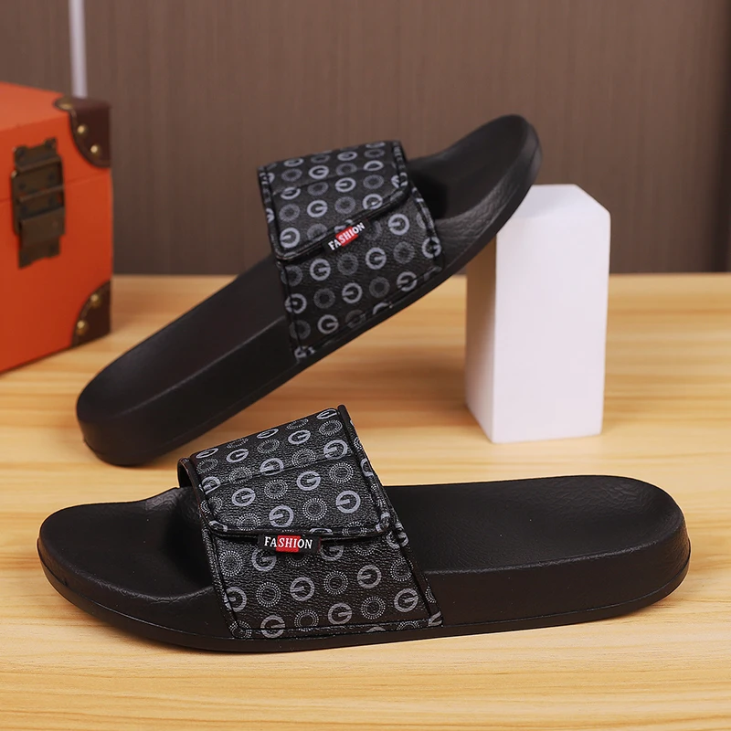 Men Fashion Slippers Slides Sandals Print Design Garden Shoes Outdoor Beach Sandals Flip Flops Casual Shoes Plus Size 39-47