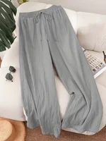 Plus Size Women's Elastic Waist Loose Fit Lightweight Casual Pants Comfortable Relaxed Style Versatile Everyday Wear
