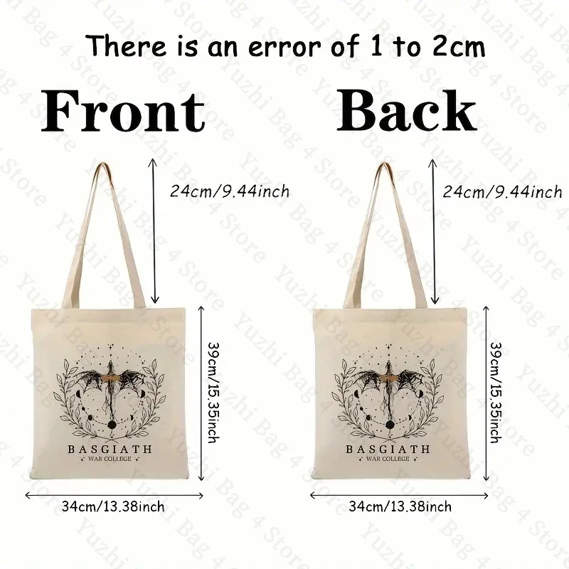 Basgiath War College Pattern Canvas Tote Bags Best Gift for Bookish Women Shopping Bag for Novel Lover Fourth Wing Shoulder Bag 4