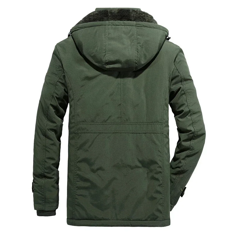 Outdoor Parka Coat Multi-pocket Men's Winter Jacket Fleece Linning Hooded Windbreaker Military Thick Warm Outerwear