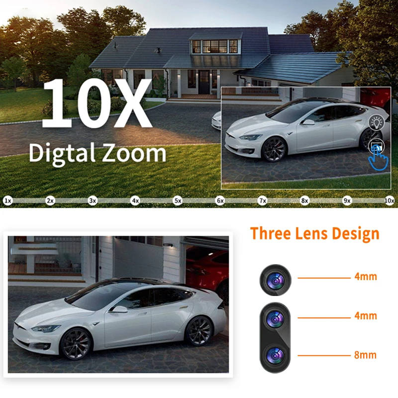 6K 12MP WIFI/4G IP Camera 10X Zoom Three Lens Dual Screen Outdoor Security Protection PTZ CCTV Video Surveillance security camera
