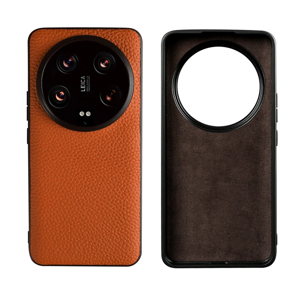 NZN Durable Genuine Leather Full-Wrap Litchi Pattern Phone Case Cover