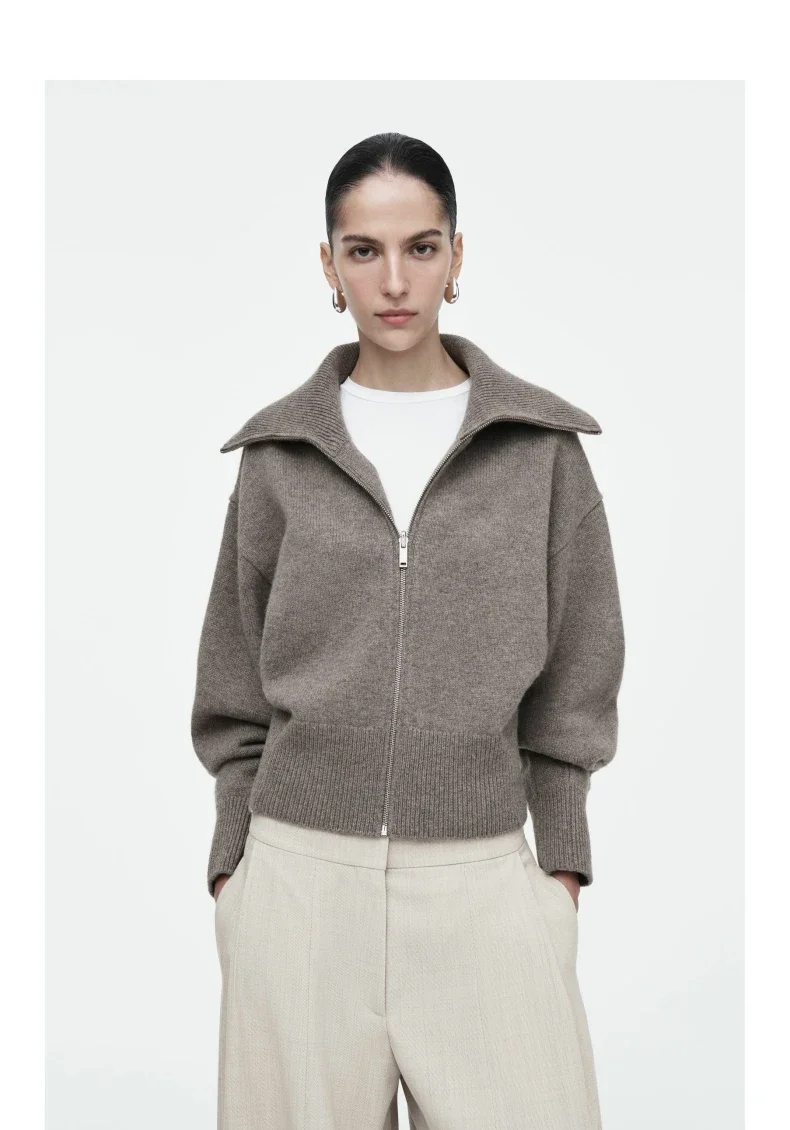 Women's Waist-Cinching Knitted Pilot Jacket