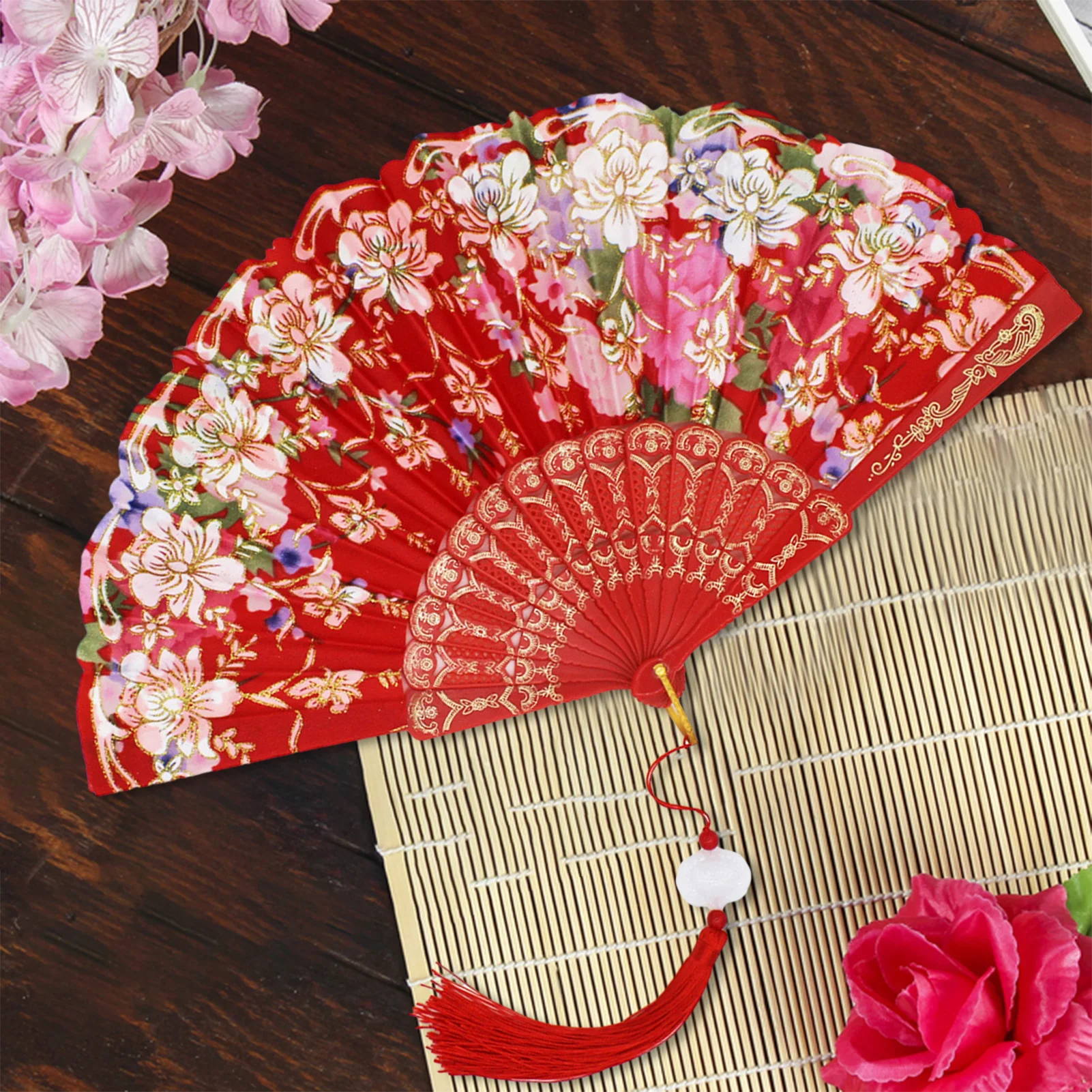 Chinese Style Vintage Silk Folding Hand Fan Japanese Art Crafts Gift Home Decor Dance