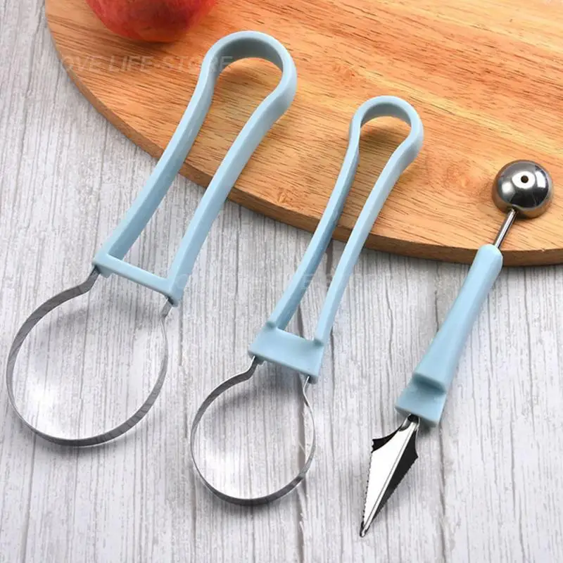 Fruit Remover Smooth Stainless Steel + Food Grade Plastic Kitchen Tools Fruit Ball Carving Knife Sharp 2 Colors Optional