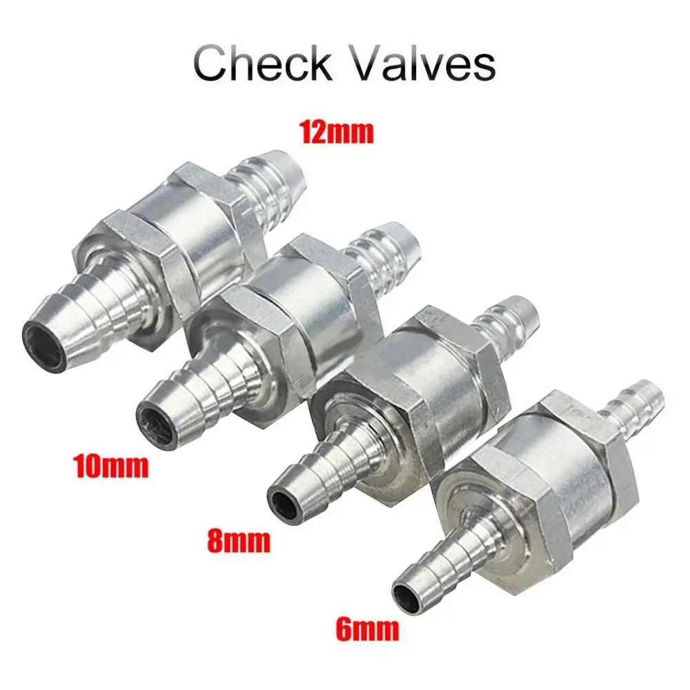 Aluminium Alloy Water Diesel 6/8/10/12mm Vehicle Check Valve Fuel Non Return One Way Adapter