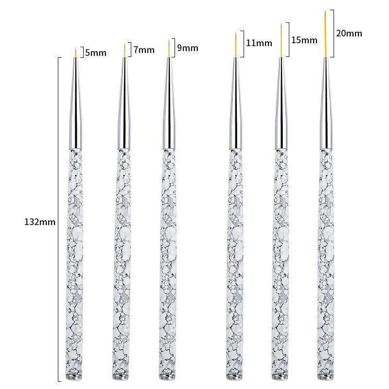 Sb66d97c594e04bd3a3d371f62e158590R 6PCS Nail Art Liner Brush Set White Marble Pattern French Stripe Line Painting Drawing Flower Pen