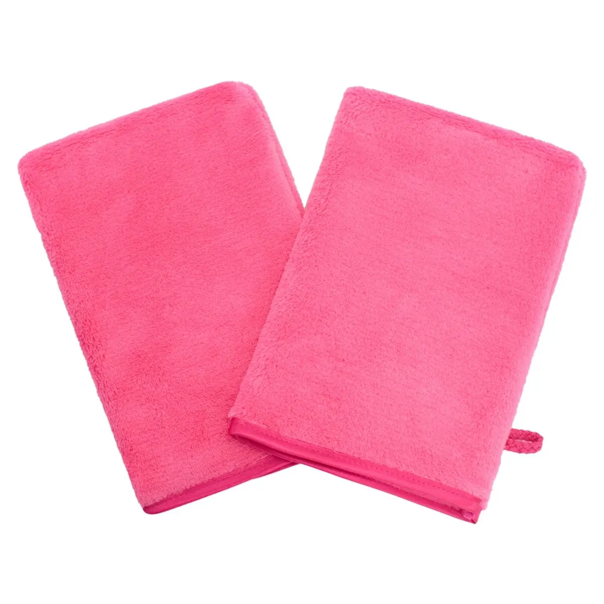 2pc Microfiber Body Wash Mitts Flannel Soft Face Mitten Bath Spa Cloth, Reusable Makeup Remover Mitt Gloves, European Style 4