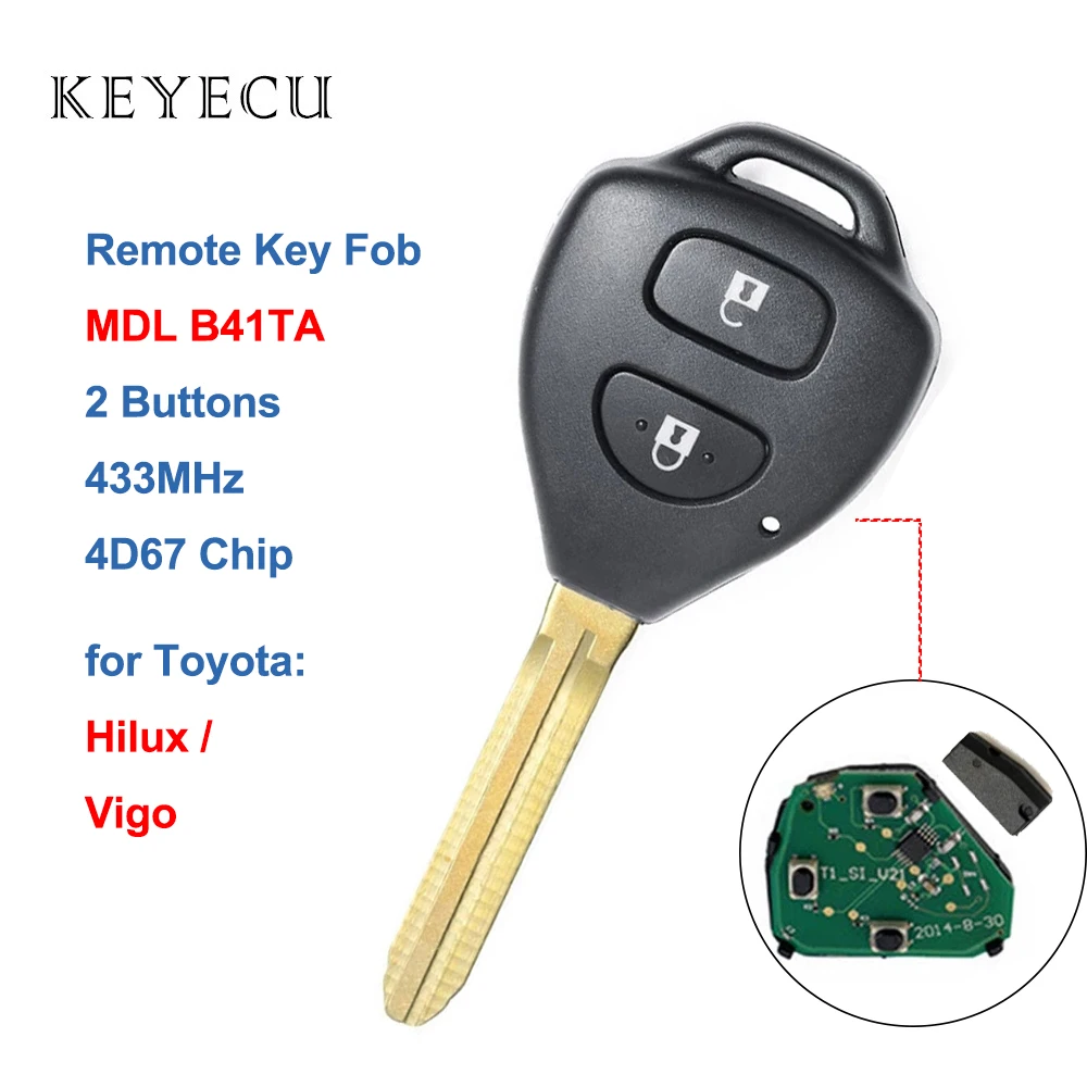 Keyecu-Replacement-Remote-Car-Key-Fob-2-Buttons-433MHz-4D67-Chip-for ...