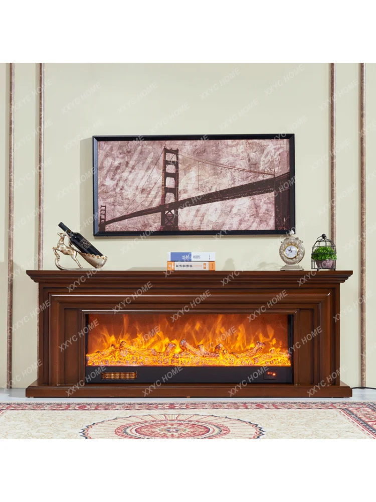 Cheminée décorative en bois massif, cheminée simple, meuble TV