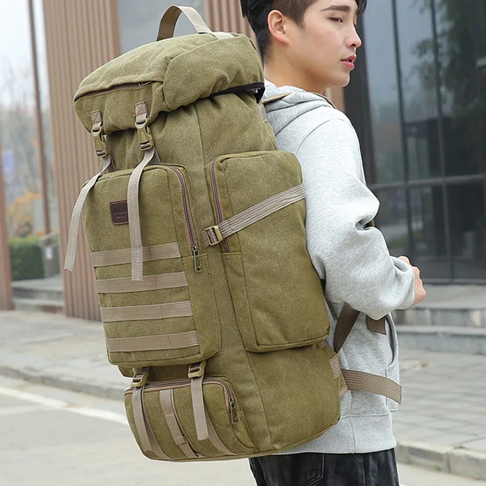 Large Capacity Canvas Travel Backpack Korean Version High-Quality Multi Compartment Storage Luggage Backpack For Men And Women