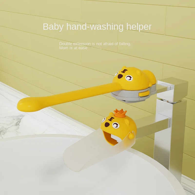 Bath toys kids bath toys faucet extender children's hand washing god tiger cartoon silicone extension mouth splash prevention extension switch guide sink