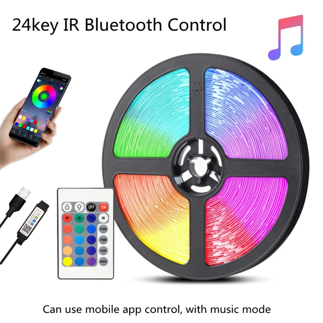 LED Strip Light Fita RGB 5050 Luces String Flexible Lamp Tape DC5V Bluetooth Infrared Control TV Backlight Home Party Decoration 5050 BT 24k