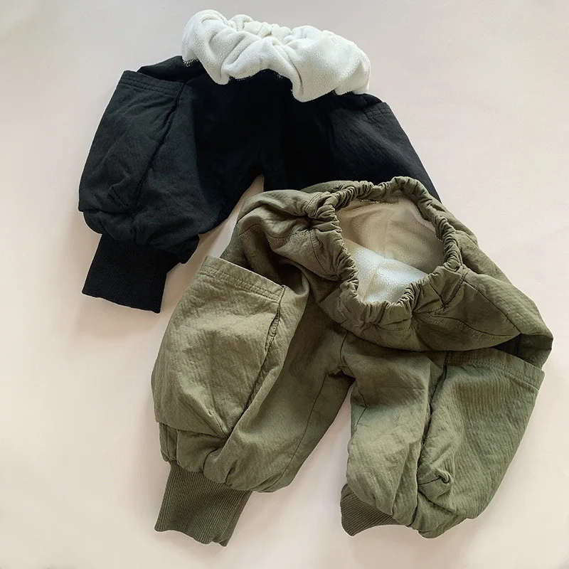 

Fleece Boys Pants Fashion Warm Thick Bottoms 1 To 8 Years Kids Baby Cargo Pants Black Green Loose Trousers Casual Clothes