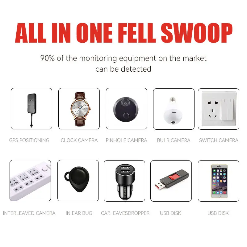 Hidden Camera Detector Infrared Camera Detector Camera Detector Signal Detector Anti-spy Hidden Camera Detector Monitoring Wireless Signal Detector GPS Car Locator T1 Tracking Detection