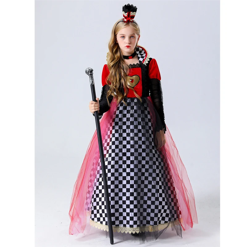 

Purim Girl Alice Red Queen Costume Wonderland Wizard Princess Spooktacular Cosplay Fancy Party Dress Carnival Halloween