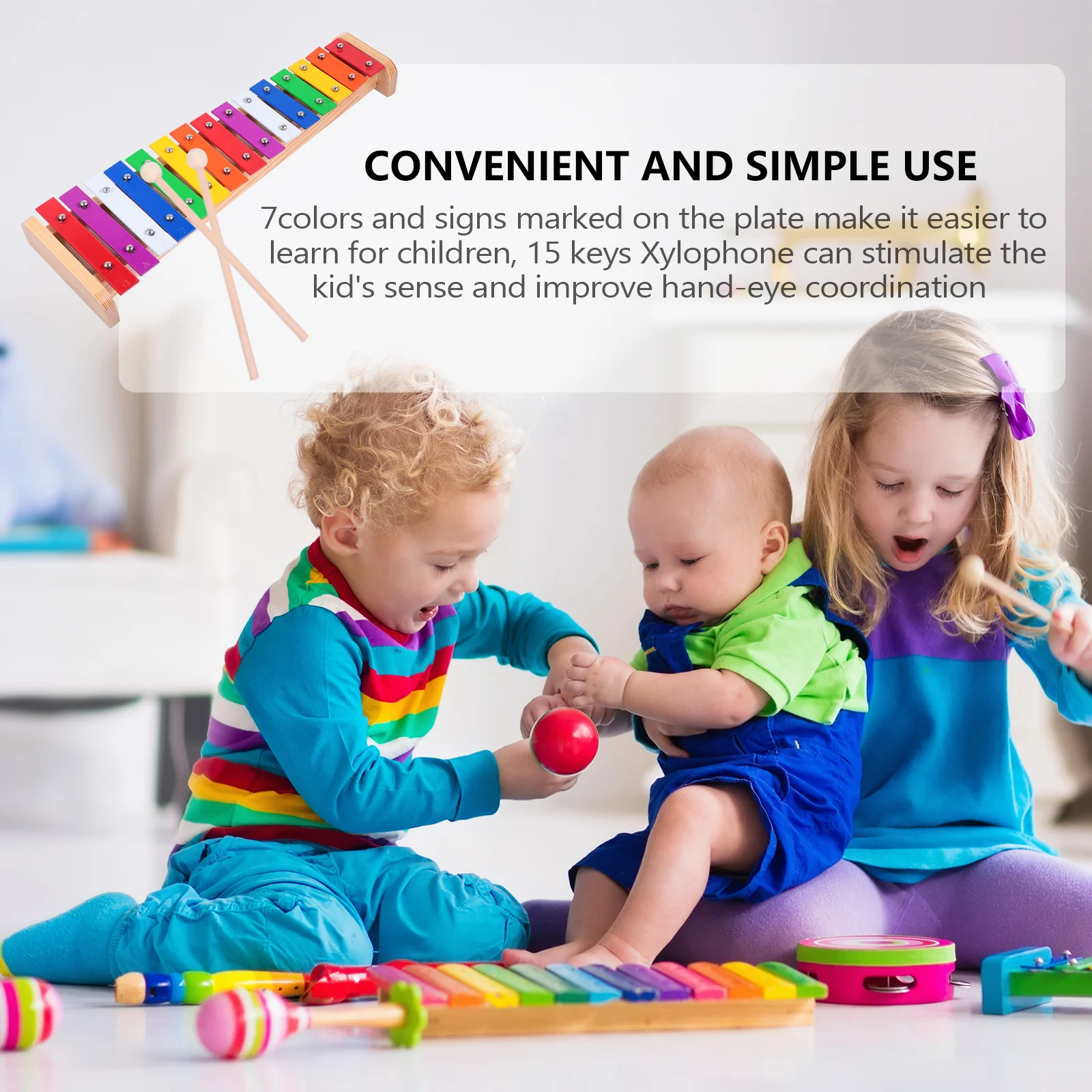15 Notes Percussion Xylophone for Kids Musical Toy For Toddlers Children's Early Educational Instrument Knock Piano for Children
