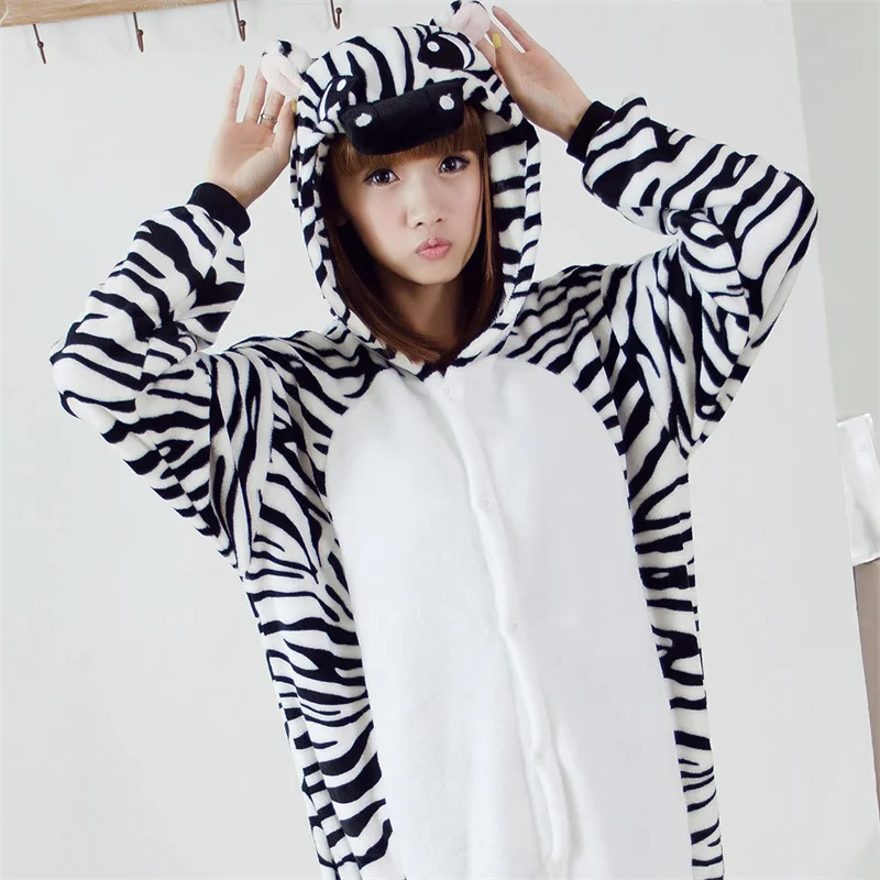

Zebra Sleepwear Nightgown Kigurumi Adult Funny Pajamas Animal Onesies Lingerie Homewear Bodysuit Babydoll Halloween Cosplay