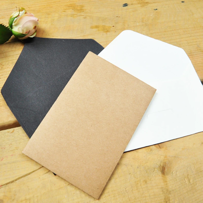 100Pcs Wholesale MINI Blank Vintage Envelope stationery Letter paper DIY black envelopes handmade hristmas Invitations 105*70mm vintage dry flower mini postcard thank you greeting cards letter pads business cards envelope message card sticker letter pad