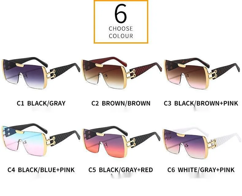 Nouveau grand cadre décoratif en métal intégré pour hommes et femmes, lunettes de soleil Instagram à la mode et personnalisées, lunettes de soleil colorées à la mode_voghion.com
