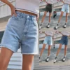 Amazon Trendy Loose-Fit Casual Women's Denim Shorts High-Waisted Slimming Style New Arrival From China Mainland