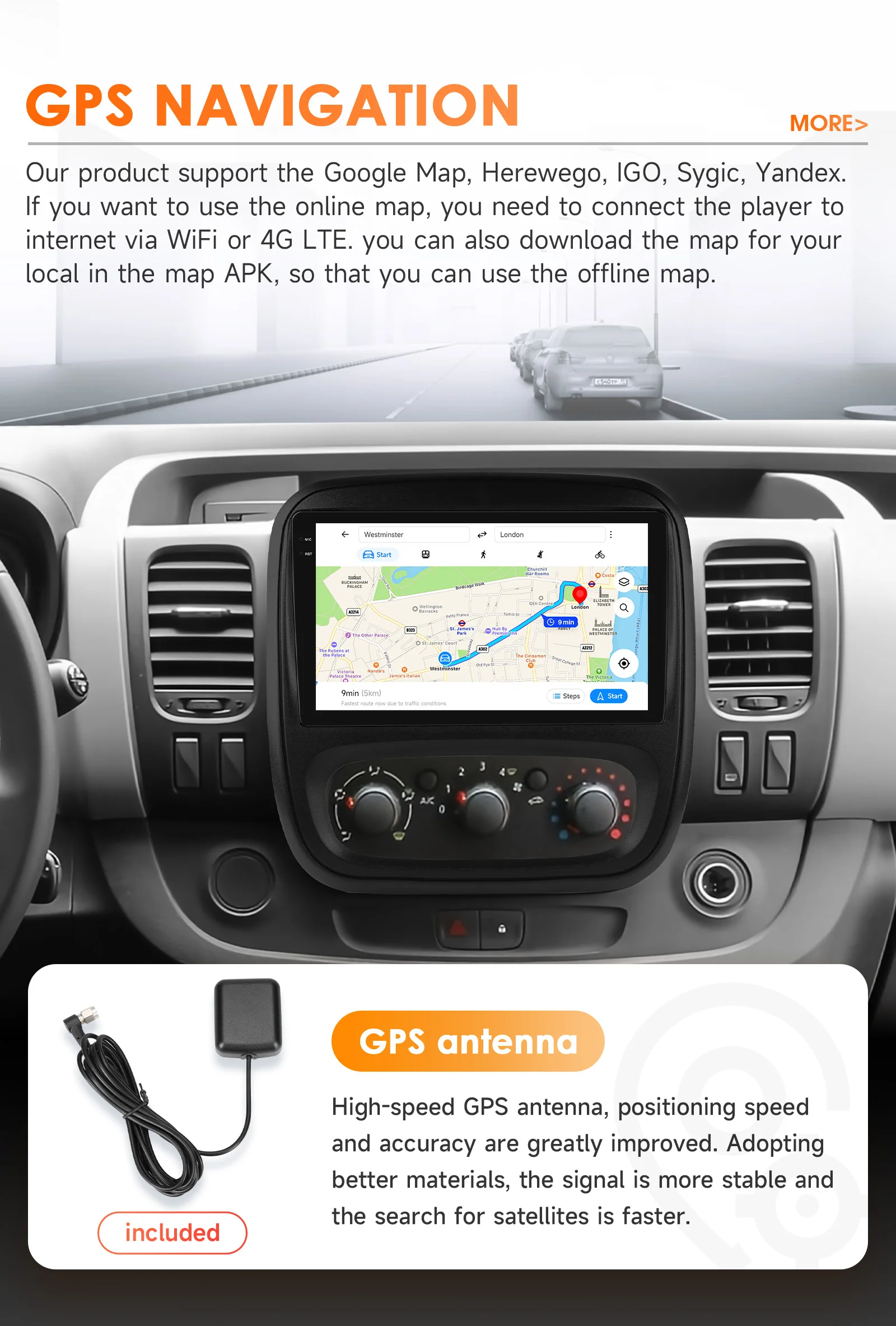 OSSURET 6115 Autoradio Android für Renault Trafic 3 2014–2021 Opel Vivaro B 2014–2018 Carplay 2din Smart Car Multimedia GPS – Detail 32