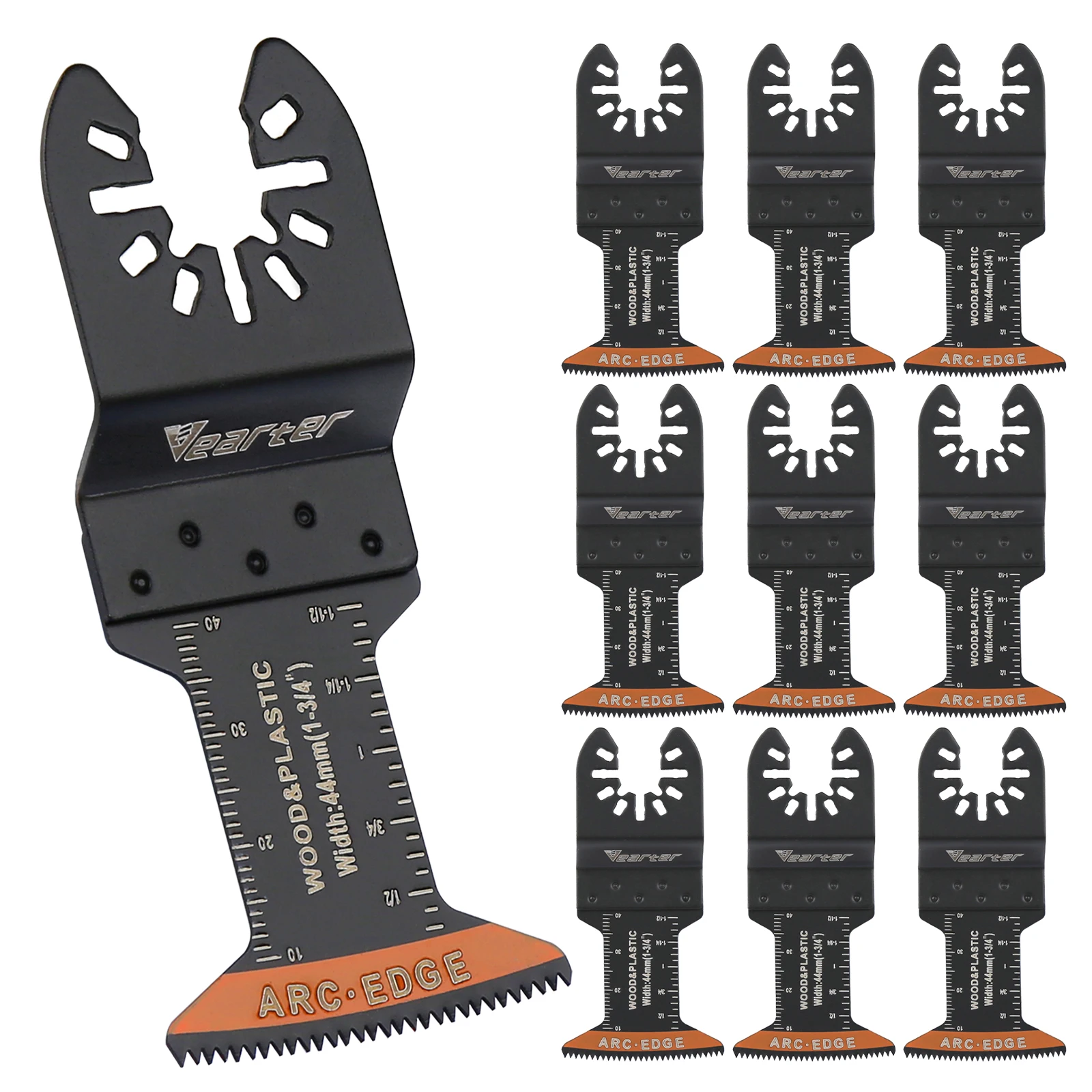 Vearter 10Pack High Carbon Steel 44mm Oscillating Multi-tool Saw Blade, Arc Edge Teeth Cutting For Wood Plastic Plasterboard plasterboard planer manual plasterboard carpenter chamfer tool edge plane for gypsum board wood board for wood edge trimming