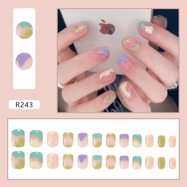 Checkerboard Fake Nails Press on False with Designs Set Fashion Save Time Wearable Manicure Patch False Nails With Glue