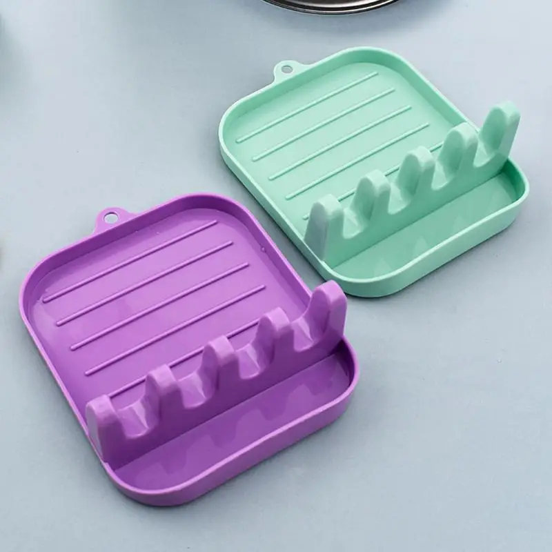 

Fork And Spoon Holder Spoon Rest with Deep Drip Pad Multifunctional Utensils holder portable Pot Lid Holder Kitchen Accessories