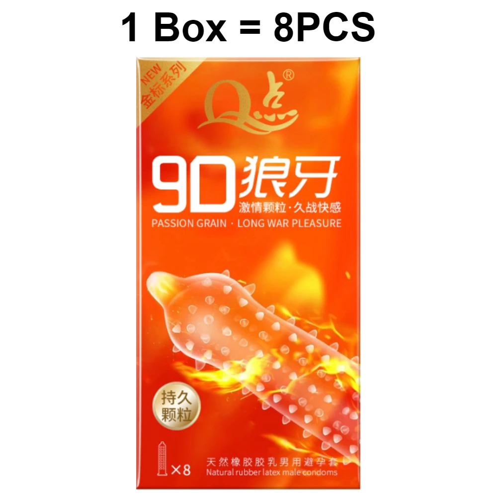 8-24PCS Wolf Tooth Large Granule Condom Male Sexual Long-Lasting Ultra-thin 001 Penis Sleeve Condoms for Adults Sex Products 18+