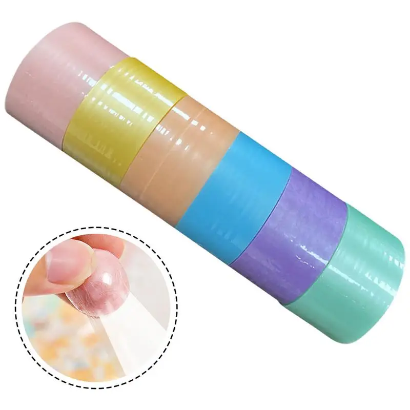 DIY 초박형 및 초접착식 PVC 테이프, 투명 포장 테이프 롤, 6 롤, 6cm, 7.2cm