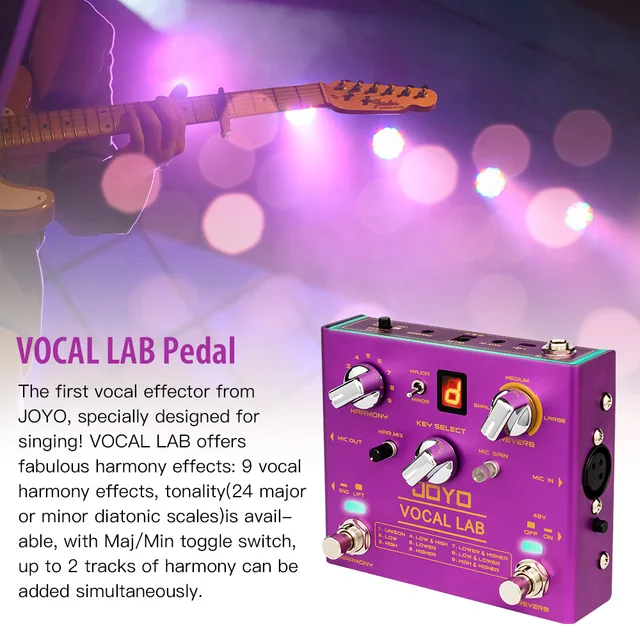 Pedale Effetto Vocale JOYO R-16 Vocal Lab | Armonizzatore E Riverbero - Con Alimentazione Phantom 48V - Foto 7