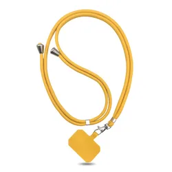 Vibrant Adjustable Phone Lanyard with Anti - Lost Neck Strap and Patch (Yellow)