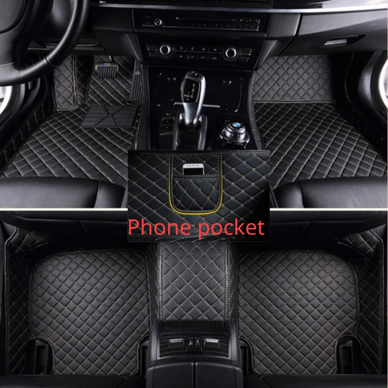 

Custom Car Floor Mats for Hyundai SONATA 2004-2009 Years Artificial Leather Phone Pocket Carpet Interior Car Accessories