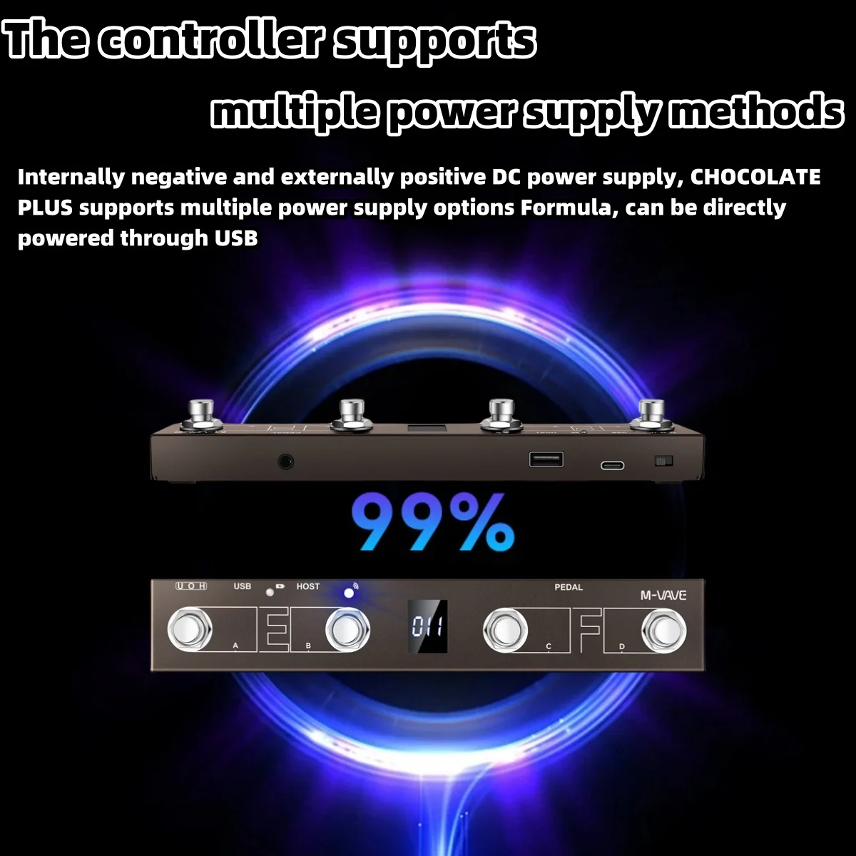 M-VAVE Chocolate Plus Wireless MIDI Controller Pedal Bluetooth/USB Dual Mode Sustain/Expression Control DAW Compatible