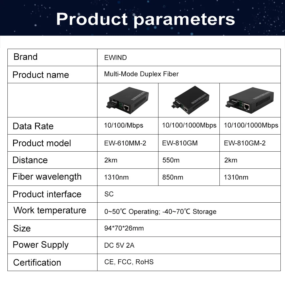 Fiber Optical Media Converter Gigabit Ethernet Fiber Media Converter fiber optic sc multimode Transceiver Dual fiber sc 100/1000M RJ45 to1000Base-LX/up to 2km