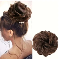 1 pièce postiche chignon en soie artificielle, anneau de cheveux pour créer une coiffure chignon, accessoire de cheveux pour femme, extension de chignon élastique ondulé et bouclé, postiche synthétique pour volume et boucles, adaptée aux femmes et aux filles 2