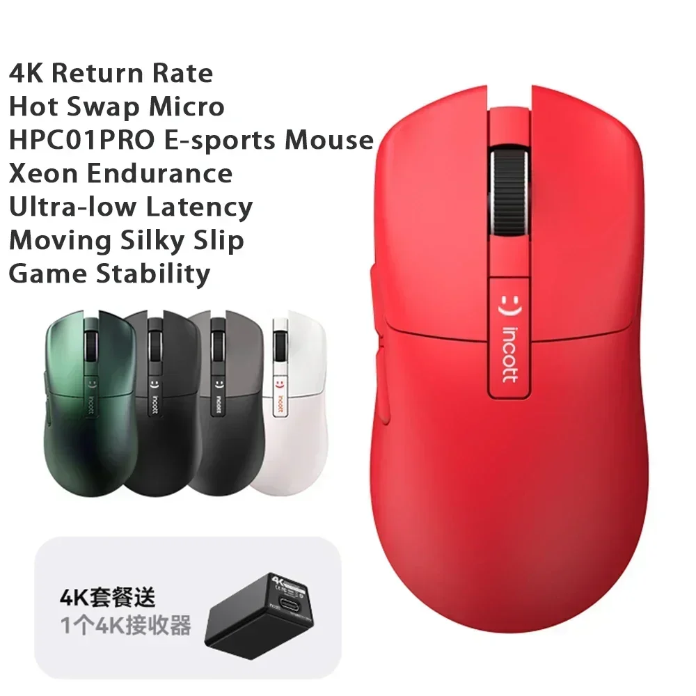 INCOTT HPC01M Pro Wireless Mouse Hot Swap Microswitch Low Latency Lightweight E-Sports Gaming Mouse PC Office Mice Gamer Gift