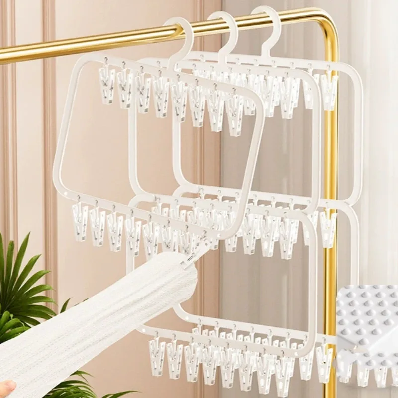 Clothes Drying Rack Multi-clip Sock Drying Hanger Multi-functional Detachable Space Saving For Drying Underwear Towel Socks Baby Clothes