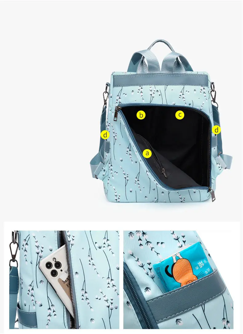 Fashion Flower Print Women Backpack Female Anti-theft Backpacks Casual Ladies School Bag High Quality Large Capacity Backpack