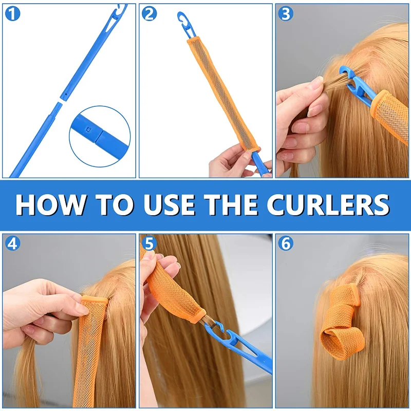 12pcs Heatless Hair Curlers Magic Wave Formers Spiral Hair Rollers Wavy Curlers Women Hairstyle Roller Styling Tools hair styling tool hair curling tools
